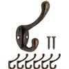 Fuxxer 6 x piccoli ganci da parete antichi in ferro, per appendiabiti e asciugamani, con design in bronzo e ottone