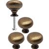 Fuxxer - Maniglie per mobili antiche, pomelli vintage in bronzo, set di 4 pomelli da 30x30 mm