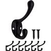 Fuxxer 6 ganci piccoli appendiabiti, ganci da parete, ganci per asciugamani, design vintage, colore nero