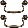Fuxxer - Set di 2 cassetti antichi pieghevoli - Design in ferro bronzo - Per ante scorrevoli, armadi, cassettiere, cucine, credenze, cassapanche ecc. - Vintage casa di campagna retrò, 99 x 50 mm