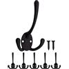 FUXXER® - Appendiabiti classico, tre ganci, ganci per asciugamani, appendiabiti, cappelli, ganci da parete in stile vintage rustico, design retrò, set da 5, nero