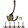 Fuxxer Ganci antichi, ganci per asciugamani, ganci per vestiti, ganci per cappelli, ganci da parete in ottone bronzo, stile vintage rustico, set da 5