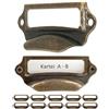 Fuxxer® 10 finestre per etichette, maniglie in metallo in ottone anticato, per cassetti e archiviazione (90 x 40 mm)