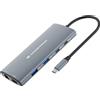 Conceptronic DONN06G Docking station USB 3.2 Gen 1 10 in 1, HDMI, 100 W USB PD, USB-C 5 Gbps x 2, USB-A 5 Gbps x 3, SD, TF/MicroSD, GbE, cablata, USB 3.2 Gen 1 (3.1 Gen 1) Type-C, 100 W, 10,100,1000 Mbit/s, grigio, MicroSD (TransFlash), MicroSDHC, …