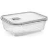 H&H Contenitore in Vetro Rettangolare con Coperchio in Polipropilene con Valvola - 310 ml, 16x12 cm - Ermetico, Lavabile in Lavastoviglie, Microonde e Forno (senza coperchio)