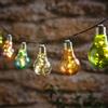 Lights4fun Catena di luci a energia solare con 10 micro LED in colori pastello, 10 LED a luce bianca calda, funzionamento solare, 2 modalità di illuminazione, decorazione estiva in giardino, feste