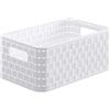 Rotho Country Scatola di Stoccaggio in Rattan-Look, Plastica (PP) senza BPA, Bianco, A5/6 L, 28.0 x 18.5 x 12.6 cm