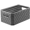 Rotho Country Scatola di Stoccaggio in Rattan-Look, Plastica (PP) senza BPA, Grigio (Antracite), A5/6 L, 28.0 x 18.5 x 12.6 cm