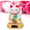 Tefola Gatto Cinese Portafortuna, Maneki Neko, Decorazione cinese gatto fortunato, braccio ondeggiante gatto fortunato Fengshui, statuetta statua a induzione luce solare (White)