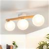 Licht-Erlebnisse Plafoniera vetro legno metallo 47 cm lunghezza G9 in bianco chiaro 3 luci moderna lampada da soffitto con paralume a sfera soggiorno cucina illuminazione corridoio