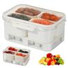 Occupaternm Contenitore per snack con 4 Scomparti & Compartimento per il ghiaccio, Snack Box Vassoio Portatile con Coperchio & Manico per Bambini, Feste, Picnic, Viaggi, Dolci, Noci, Frutta, Spezie