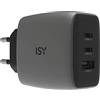ISY CARICABATTERIA ISY IAC-7065 CARICATORE GAN da 65W, Grigio scuro