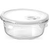 H&H Contenitore In Vetro Tondo Con Coperchio E Valvola - 640 Ml - Diametro 15 Cm - Per Forno, Microonde, Lavastoviglie - Con Guarnizione In Silicone Ermetica