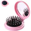 NONE Mini spazzola per capelli pieghevole con specchio da viaggio con pettine tascabile rotondo a specchio per donne e ragazze