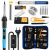 FEITA Kit saldatore per elettronica Strumenti di riparazione per saldatura a temperatura regolabile digitale LCD da 80 W con interruttore, punte per stagno per saldatura