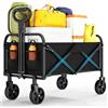 HiMISS Carrello da Campeggio Pieghevole 220L, Carrello Multiuso con Ruote, Manico Regolabile e Portabevande per Giardino e Attività all'Aperto