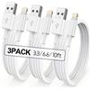 KADIXI Cavo caricabatterie certificato MFI adatto per iPhone, cavo dati USB a Lightning da 10 piedi, compatibile con iPhone 14, 13, 12, 11, XS, XR, X, 7, 6