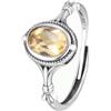 AZfilter Anello in argento Sterling S925 con citrino ovale da 7 x 5 mm, pietra preziosa dorata per i nati di novembre, gioielli regolabili per ricchezza, fiducia e creatività per le donne, argento