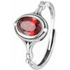 AZfilter Anello regolabile in argento Sterling S925 con granato - 7 x 5 mm ovale pietra preziosa rossa, corda vintage & Twist design Boho anello per donne, regalo unico fatto a mano per amore e