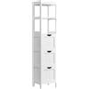 Yaheetech Mobile Bagno Salvaspazio Cassettiera Mobiletto Armadietto Alto Colonna 30 × 30 × 142 cm con 3 Cassetti e 2 Scomparti Aperti per Soggiorno Cucina Salotto Bianco