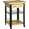Kesper Carrello da cucina, materiale: fibra certificata FSC, dimensioni: 71 x 88 x 60 cm, colore: naturale/nero | 25891 13