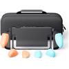 Savage Raven by Skull & Co. FissionGrip Bundle (Carrying Case included): Dockable Split Protective Case for Nintendo Switch 2 (2025), Slim PC Shell with Detachable Grip Cover- Neon Blue & Red