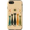 Retro Atomic Cosmic Cat Mid Century Custodia per iPhone SE (2020) / 7/8 Mystic Cats Celestial Eye Moon Feline