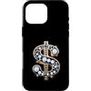 Golden Dollar Sign Diam0nds Luxury Curre Custodia per iPhone 16 Pro Max Oro Dollaro Segno Diam0nds Lusso Valuta Soldi