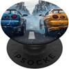 JDM Japanese Automotive Tuning Car Art Scena di strada di Tokyo con auto da corsa retrò JDM Drifting Distress PopSockets PopGrip Adesivo