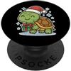 turtle winter cute animal snow box winte Tartaruga invernale con scatola PopSockets PopGrip Adesivo