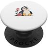 Timowo Studio Pinguino Con Rosa Illustrazione Dolce PopSockets PopGrip Adesivo