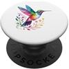 Artistic Hummingbird Birdwatching Lover Colorato Colibrì Acquerello Floreale Uccelli Am PopSockets PopGrip Adesivo