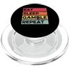 Funny Casino Gambling Poker Slot Machine Retro mangia il poker divertente di gioco del casinò di ripetizione di gioco di sonno PopSockets PopGrip per MagSafe