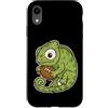 rugby chameleon mascot cute rugby oval b Custodia per iPhone XR Rugby Camaleonte Con Palla