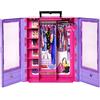 Barbie - Armadio Moda Fashion accessorio con ante semitrasparenti, vani portaoggetti, appendiabiti estraibile, 6 grucce, Giocattolo e regalo per bambini 3+ Anni, HJL65