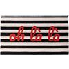 Fisura - Zerbino d'ingresso "oh là là" in fibra di cocco con base antiscivolo in PVC. Tappeto originale a righe bianche e nere dipinto a mano. Dimensioni: 70 cm x 40 cm.