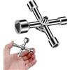 Esshogo Chiave triangolare a 4 vie, 5 dimensioni, dimensioni interne 7 mm/10 mm/12 mm/13 mm/18 mm, chiave a croce, chiave multifunzione per cassette elettriche, contatore di energia elettrica,