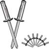 AKONE Rivetti ciechi in alluminio 4,8 mm x 16 mm, rivetti a cupola, rivetti ciechi