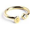 SINGULARU - Anello Personalizzato Letter Spark. Regolabile. Argento Sterling 925 con Finitura Placcata Oro 18Kt. Taglia Unica. Gioielli da Donna. Lettera G