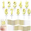 OPEIXSAYKOC 22 Pezzi Candeline Compleanno Numero Oro, Candele da 0 a 9, Lunghe Candeline Colore Oro Numero, Candele Torta Compleanno, per Feste e Compleanni Matrimonio