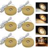 WIYETY 6 pezzi LED base in legno USB: rotondo in legno massello 3 colori luce LED base luminosa, versatile base decorativa per display base, pratica base per lampada in legno per sfera di cristallo