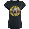 Guns N' Roses Distressed Bullet Donna T-Shirt Nero 100% Cotone Largo