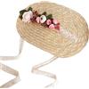 Vdaxvme Cappello da sole fatto a mano da donna 1800 vittoriano festa di nozze cappello vintage fiori spiaggia per sole cappelli tessitura paglia, come mostrato, taglia unica