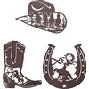 VinSees Ferro di cavallo in metallo, stivali da cowboy, cappello da cowboy, decorazione artistica da parete, decorazione rustica occidentale da parete, decorazione da parete a tema western cowboy a