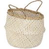 Compactor Belly Basket, Grande, 35x35x32 cm, Intrecciato a Mano in Vietnam, Bianco, Realizzato con Erba Marina e Carta