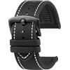XNJIADVSY Cinturino in caucciù compatibile con IWC Pilot Mark 18 portoghese Tudor Breitling cinturino in nylon inferiore 20mm 21mm 22mm(Black white-Black,23mm)