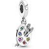PANDORA Passions Pendente in argento Sterling con tavolozza da artista con zirconi cubici rossi, rosa phlox, giallo sfolgorante e verde lago e cristallo blu stella