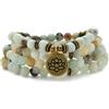oasymala Bracciale o collana con 108 perle di Mala curative con ciondolo di loto dorato (Amazzonite)