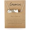 oasymala Collane di cristallo per donna - Pietre naturali - Perle, Ciondolo Zodiacale, Catena d'argento regolabile (Gemelli)