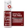 PODERM Smalto Cura per Unghie con Tea Tree - Rosso Allure | Swiss Lab - 8ML | Arricchito con Tea Tree, Silicio & Biotina | Purifica, Schiarisce & Nutre le Unghie Gialle | Creato da una Podologa